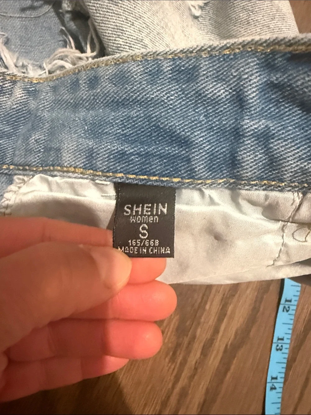 Light Blue Distressed Denim Shorts - Women